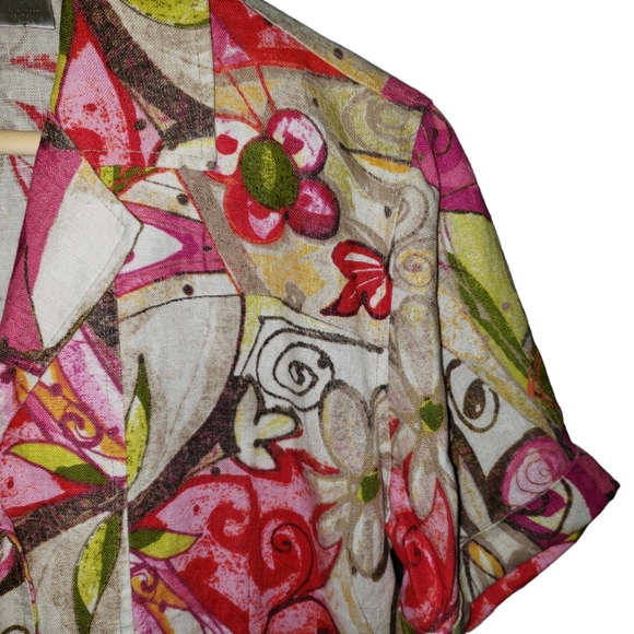 Chico's Linen floral button down colorful shirt - Picture 8 of 9